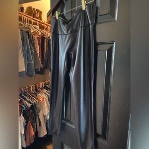 Black faux leather leggings